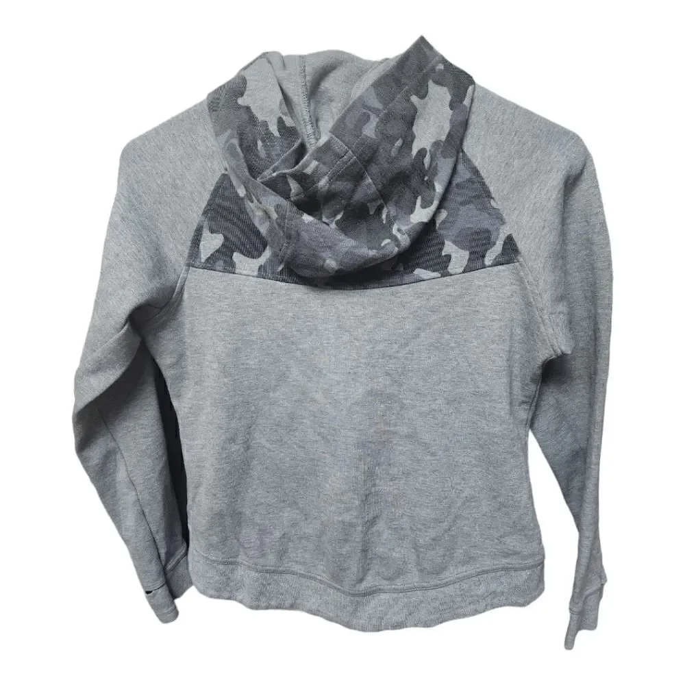 3019 -  Full Zip Hoodie Jacket Gray Camo Camouflage Thumb Holes Large